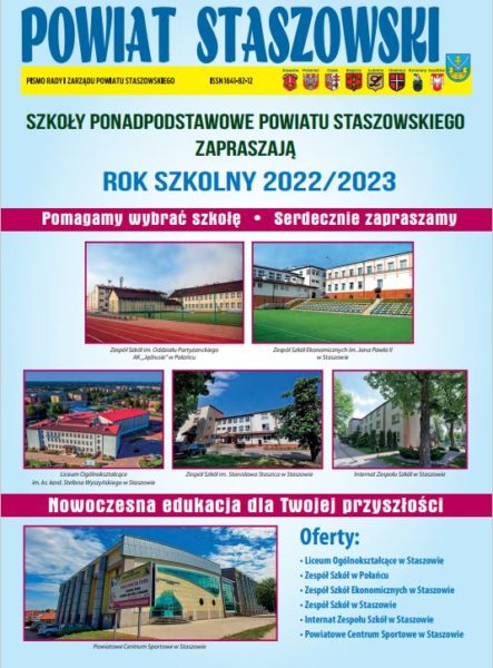 Oferta edukacyjna szkół ponadpodstawowych prowadzonych przez powiat staszowski na rok szkolny 2022/2023